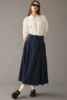By Anthropologie Poplin Utility Skirt