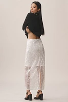 Grey Lab Sheer Sequin Midi Skirt