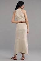 Endless Rose Knit Pointelle Ruffled Fit & Flare Maxi Skirt
