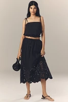 En Saison Delilah Lace-Hem Midi Skirt