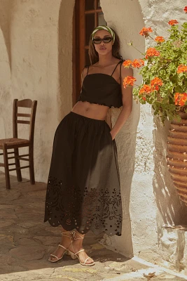 En Saison Delilah Lace-Hem Midi Skirt