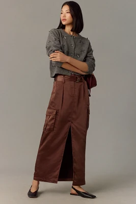 Sanctuary Classy Satin Cargo Maxi Skirt