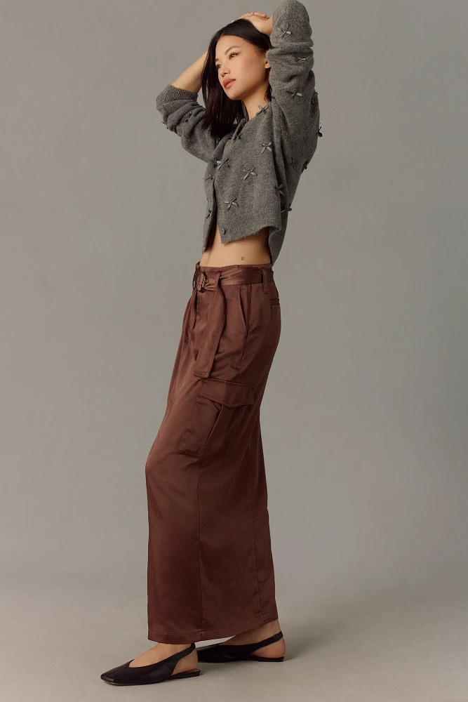 Sanctuary Classy Satin Cargo Maxi Skirt