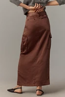 Sanctuary Classy Satin Cargo Maxi Skirt