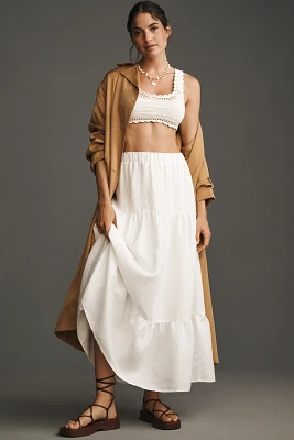 Sanctuary The Prairie Linen Tiered Maxi Skirt