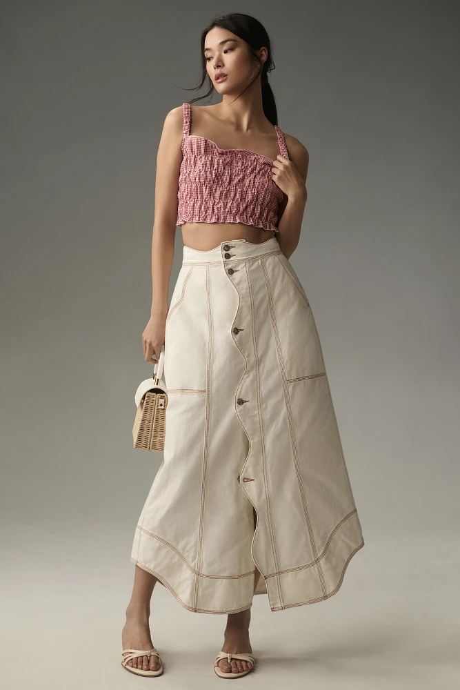 Farm Rio Denim Wave Maxi Skirt