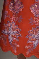 Farm Rio Porcelain Garden Linen Midi Skirt