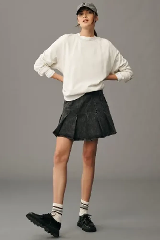 Pilcro Pleated Denim Mini Skirt