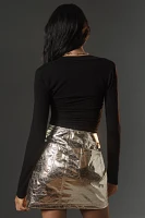 Hunter Bell Kaitlin Faux-Leather Metallic Mini Skirt