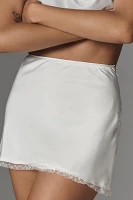 NIA Brianna Lace-Trim Satin Mini Skirt