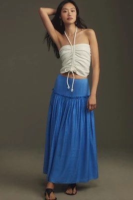 Flat White Drop-Waist Maxi Skirt