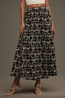 The Jacie Poplin Printed Midi Skirt by Maeve