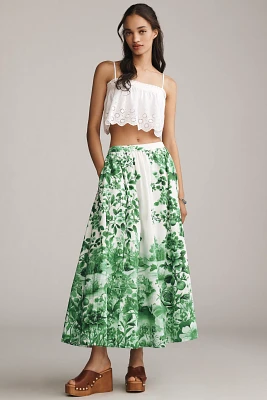 The Jacie Poplin Printed Maxi Skirt by Maeve