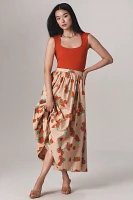 The Jacie Poplin Printed Midi Skirt by Maeve