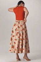 The Jacie Poplin Printed Midi Skirt by Maeve