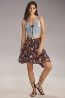 By Anthropologie Asymmetrical Smocked Mini Skirt