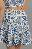 Maeve Embroidered Tile-Print Mini Skirt