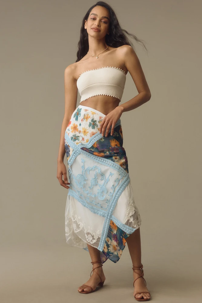 By Anthropologie Printed Mermaid Maxi Skirt