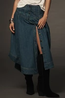 Pilcro Basque-Waist Denim Midi Skirt