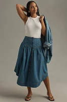 Pilcro Basque-Waist Denim Midi Skirt