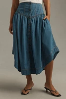 Pilcro Basque-Waist Denim Midi Skirt