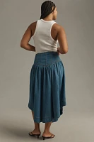 Pilcro Basque-Waist Denim Midi Skirt