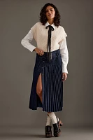 Pilcro Low-Slung Pleated Midi Skirt