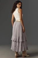 By Anthropologie Chiffon Ruffle Midi Skirt