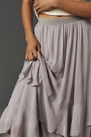 By Anthropologie Chiffon Ruffle Midi Skirt