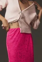 By Anthropologie Lace Side-Slit Maxi Slip Skirt