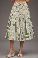 Hope for Flowers by Tracy Reese Patchwork Godet Pleated Midi Skirt