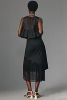 RAISSA Grace Pleated-Panel Midi Skirt