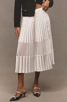 Caballero Mia Pleated Mesh Panel Midi Skirt