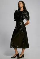 RHODE Remi Faux Leather Midi Skirt