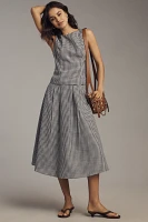 Elodie The Label Petite Britney Linen Blend Gingham Midi Skirt
