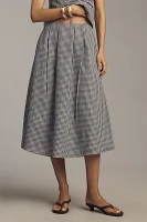 Elodie The Label Petite Britney Linen Blend Gingham Midi Skirt