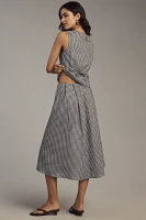 Elodie The Label Petite Britney Linen Blend Gingham Midi Skirt