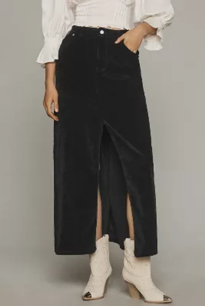The Madi Front-Slit Corduroy Skirt by Pilcro