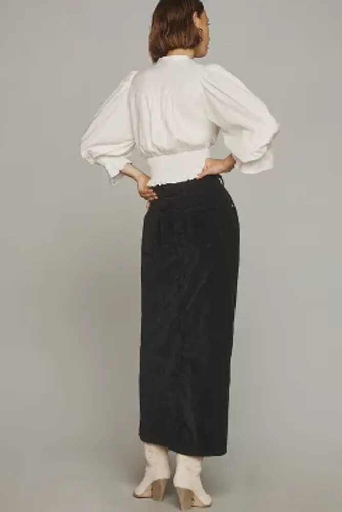 The Madi Front-Slit Corduroy Skirt by Pilcro