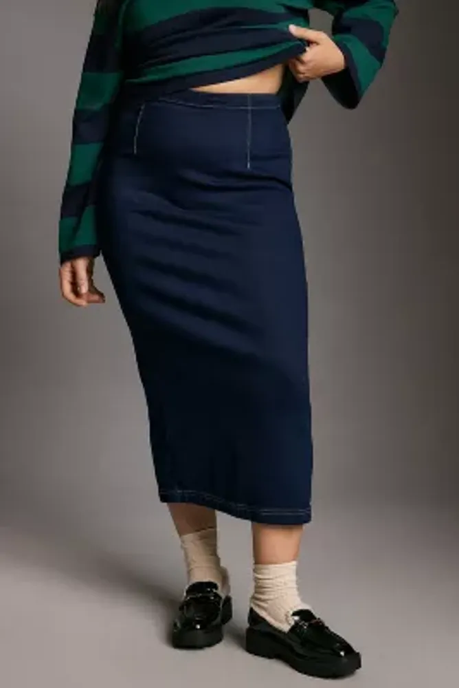 Pilcro Ultra Slim Denim Midi Skirt