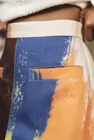 Mehtap Elaidi Brushstroke Printed Denim Midi Skirt