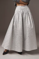 Mehtap Elaidi Silver Brocade Corset Maxi Skirt