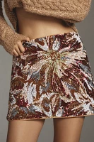 Le Superbe Abstract Floral Sequin Mini Skirt