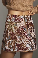 Le Superbe Abstract Floral Sequin Mini Skirt