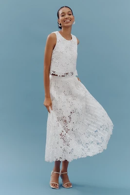Le Superbe Pleated Lace Midi Skirt