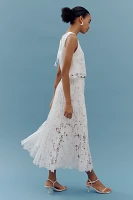 Le Superbe Pleated Lace Midi Skirt