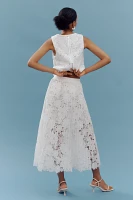 Le Superbe Pleated Lace Midi Skirt