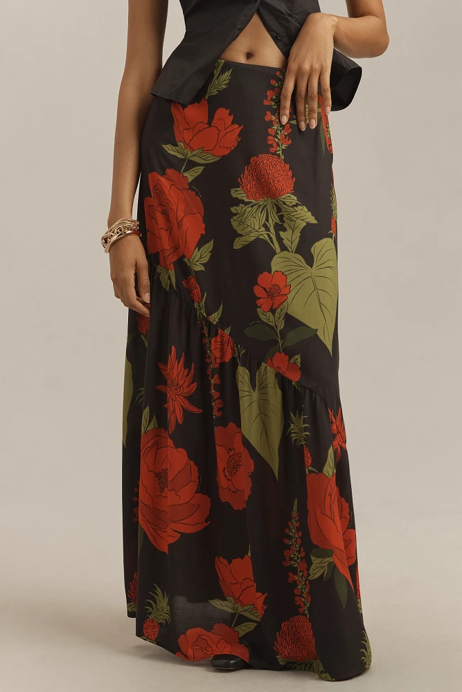 Farm Rio Floral Maxi Slip Skirt