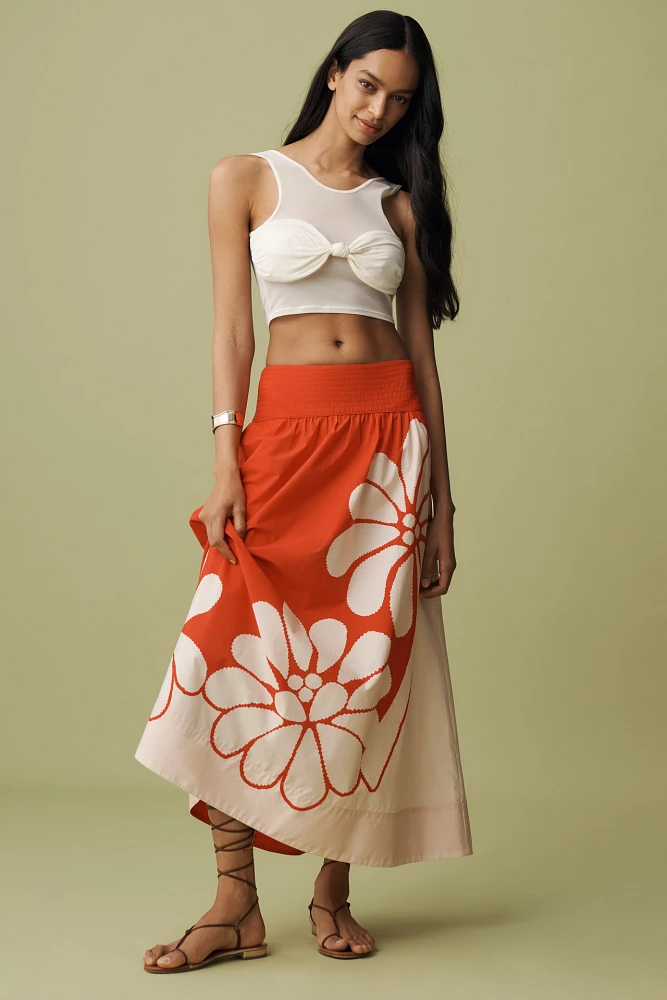 Farm Rio x Anthropologie Printed Poplin Midi Skirt