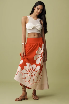 Farm Rio x Anthropologie Printed Poplin Midi Skirt